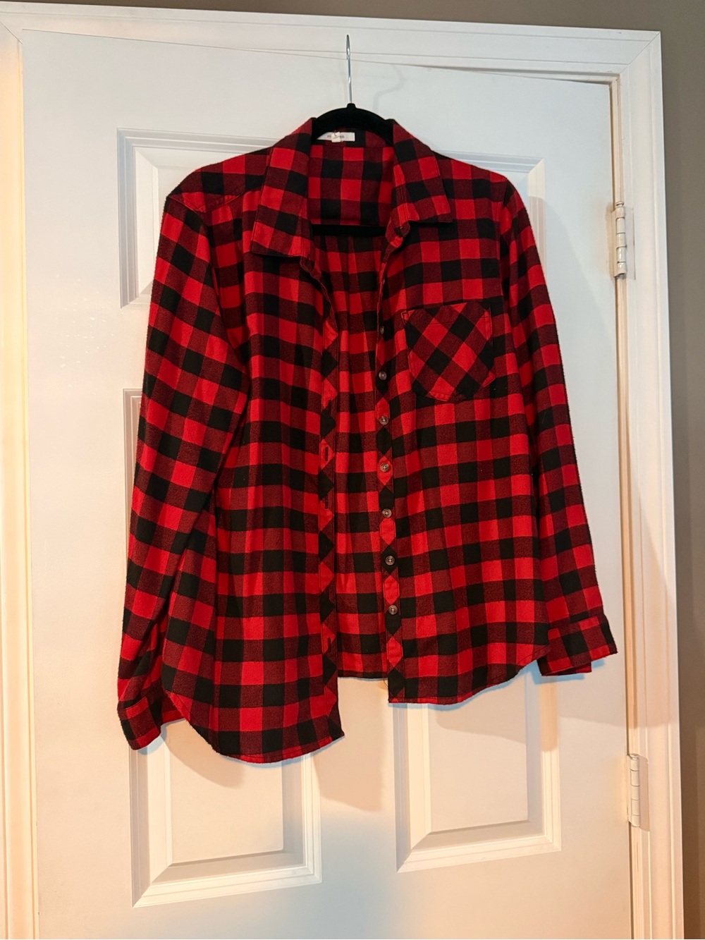 Maurices Red and Black Plaid Button-Down Shirt